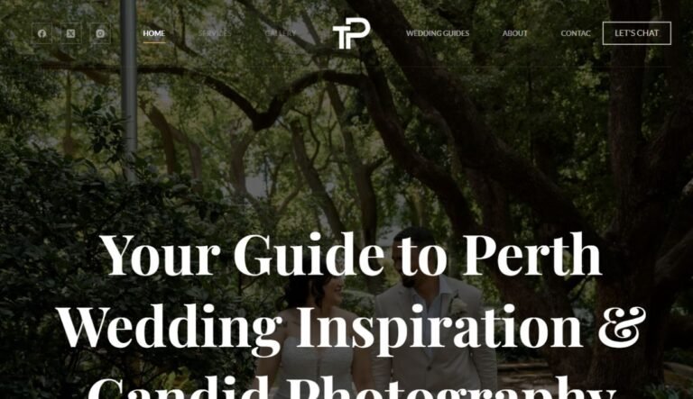 Screenshot of the Tailored Photography website homepage