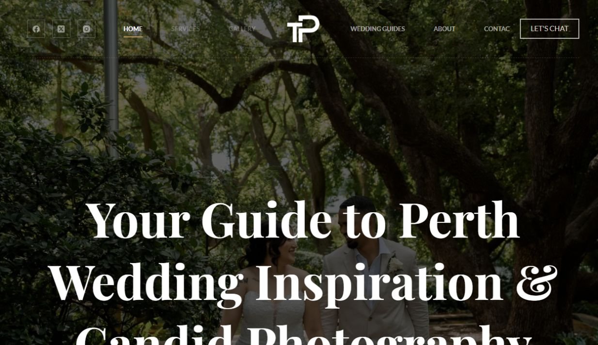 Screenshot of the Tailored Photography website homepage